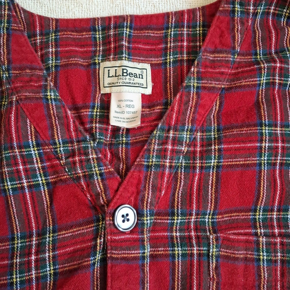 l.l bean vintage flannel nightgown xl 90s y2k plaid - Picture 4 of 7